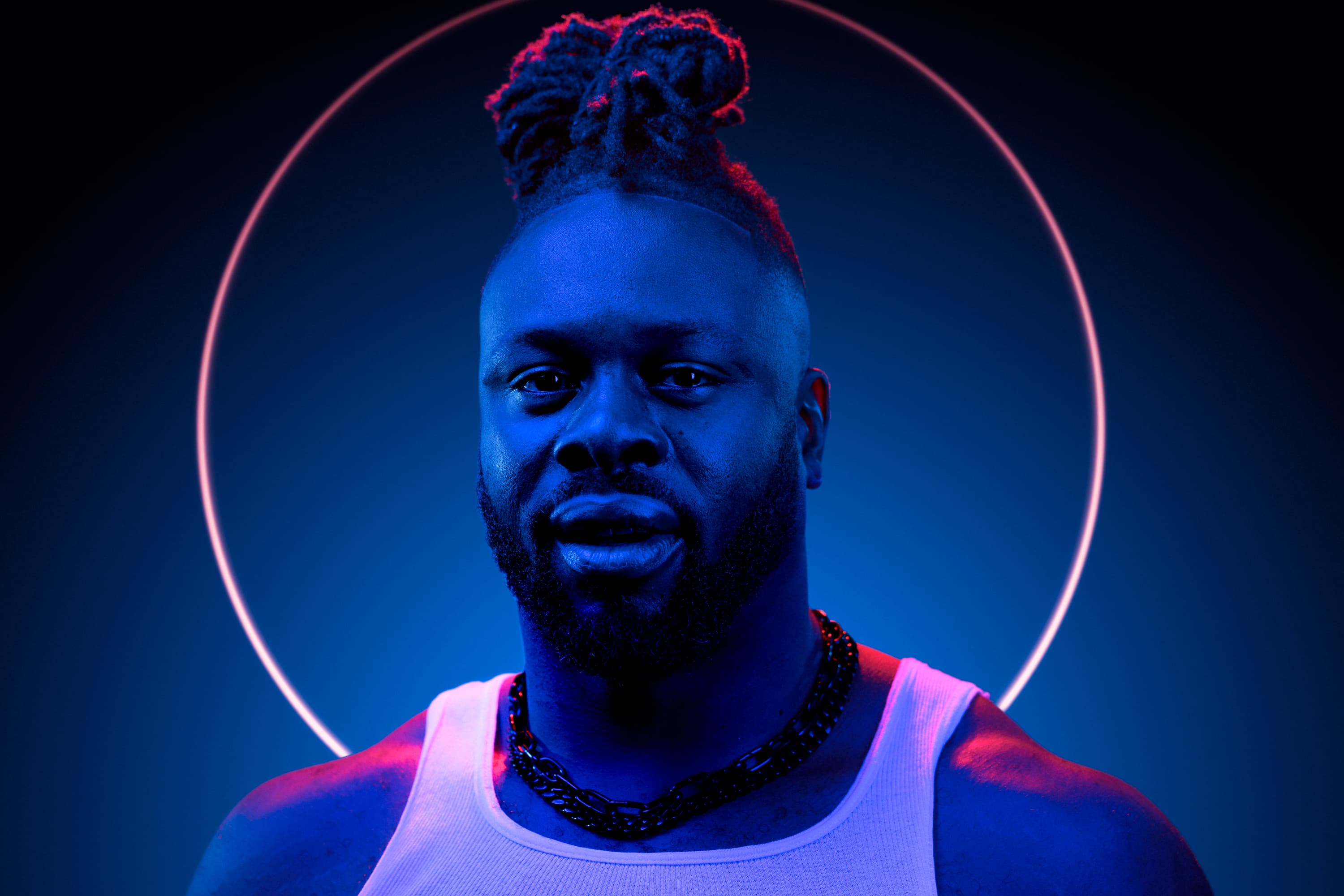 Creative portrait of Shane - dramatic lighting Oakland studio